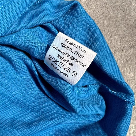 PEAK Slovenia Olympics Polo Shirt Men's Large Blue Short Sleeve 2013 Shirt NEW - Picture 8 of 8